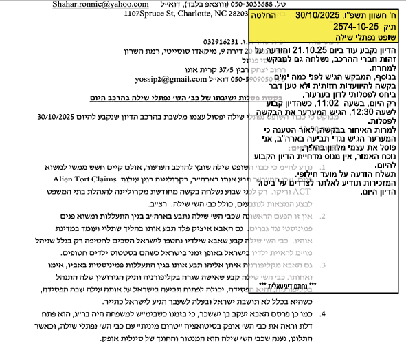 פסילת נפתלי שילה 30-10-2025